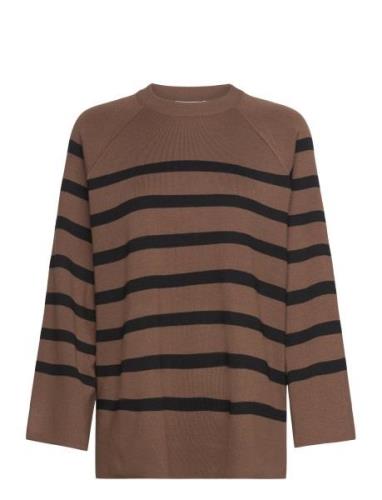 Objester Ls Knit Top Noos Object Brown