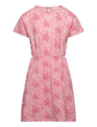 Printed Cut-Out Detail Dress Mango Pink