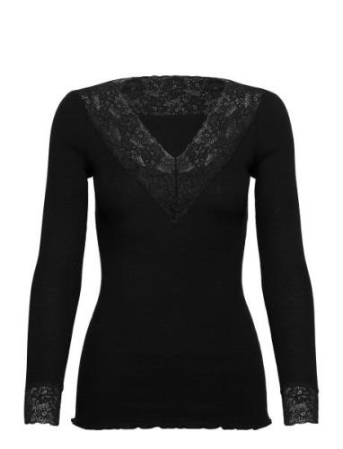 Organic T-Shirt W/ Lace Rosemunde Black