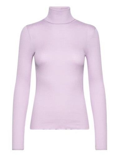 Silk T-Shirt Regular Ls Roller Neck Rosemunde Purple