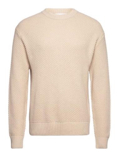 Slhbert Relaxed Ls Knit Stu Crew Neck W Selected Homme Beige