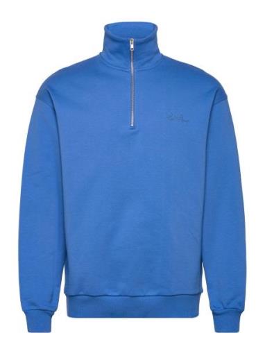 Crew Half-Zip Sweatshirt Les Deux Blue
