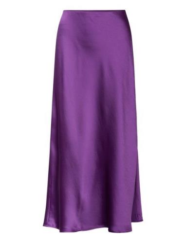 Midi Satin Skirt Mango Purple