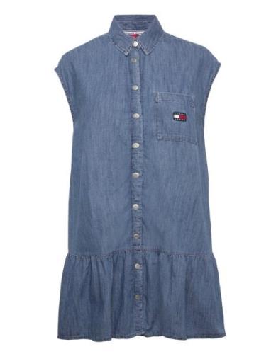 Tjw Ss Badge Chambray Dress Tommy Jeans Blue