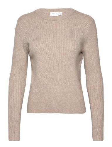 Vicomfy O-Neck L/S Knit Top- Noos Vila Brown