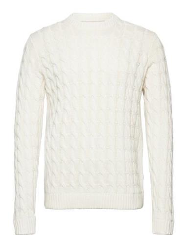 Onskicker Life Reg 3 Cable Crew Knit ONLY & SONS White