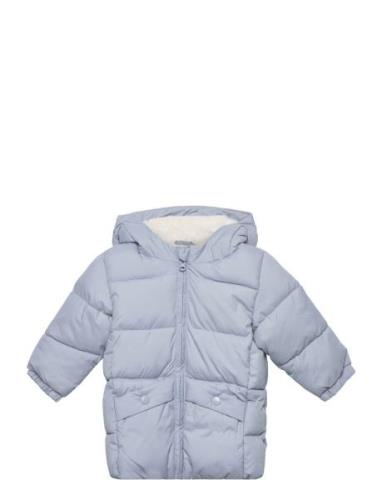 Padded Anorak With Shearling Lining Mango Blue