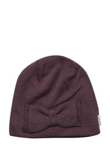 Wool Hat W. Bow Mikk-line Burgundy