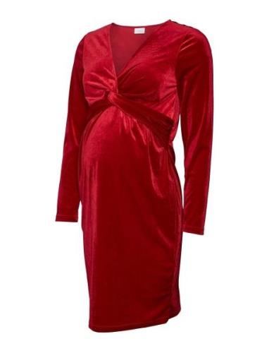 Mlsandra L/S Velvet Abk Dress Mamalicious Red