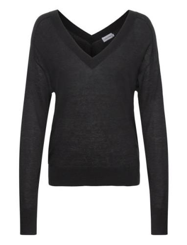 Lyocell Wool V-Neck Sweater Calvin Klein Black