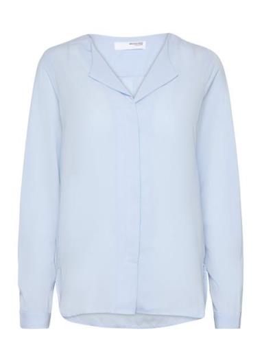 Slfsim -Dynella Ls Shirt O Selected Femme Blue