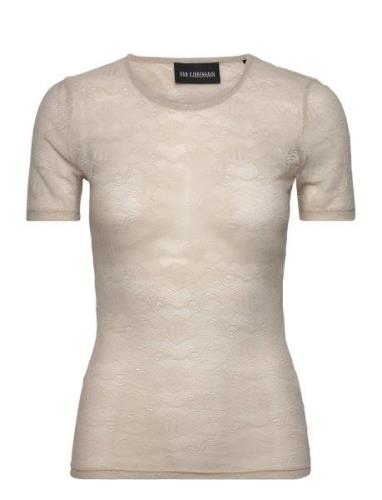 Lace Monogram Short Sleeve HAN Kjøbenhavn Beige