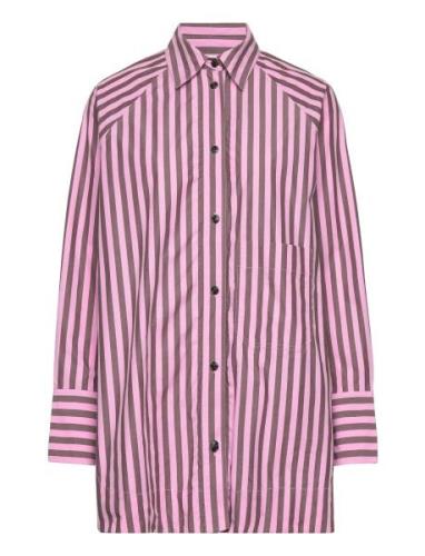 Stripe Cotton Over Raglan Shirt Ganni Patterned