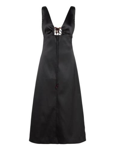 Double Satin Halter-Neck Dress Ganni Black