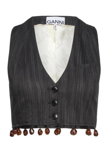 Drapey Stripe Suiting Waistcoat Ganni Black