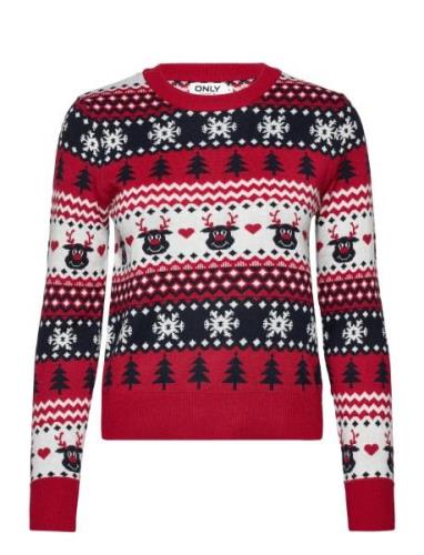 Onlxmas Reindeer Ls O-Neck Box Knt ONLY Red