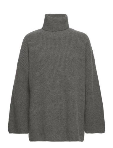 Slfmary Ls Long Knit Roll Neck Selected Femme Grey