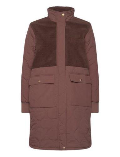 Hollie W Long Quilted Jacket Weather Report Brown