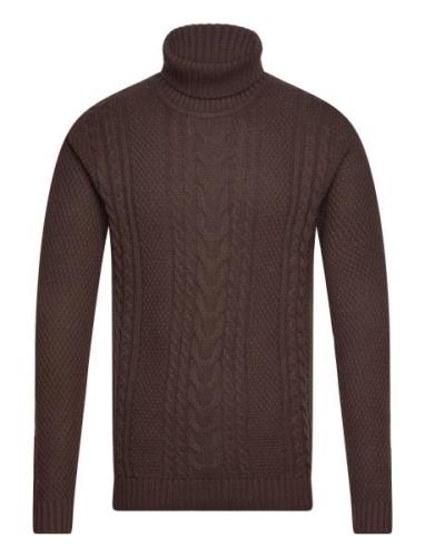 Jjcraig Knit Roll Neck Aw23 Jack & J S Brown