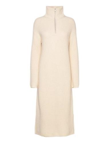 Slfbloomie Ls Knit Dress Half Zip Selected Femme Cream