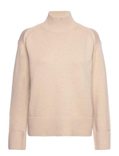 Wool Blend Mock-Nk Sweater Tommy Hilfiger Beige