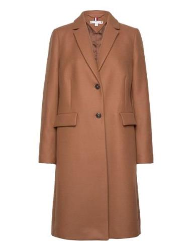 Wool Blend Classic Coat Tommy Hilfiger Brown