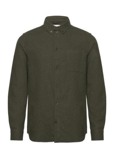 Regular Fit Melangé Flannel Shirt - Knowledge Cotton Apparel Green