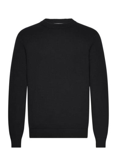 Slhdane Ls Knit Structure Crew Neck Noos Selected Homme Black