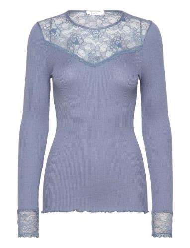 Silk T-Shirt Regular Ls W/Lace Rosemunde Blue