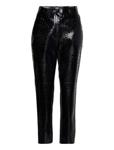 Faux Croc Patent Leather Pants Karl Lagerfeld Black