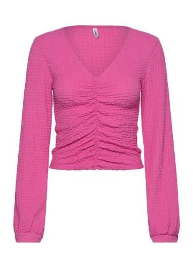 Onlmai L/S Ruching Top Cc Jrs ONLY Pink
