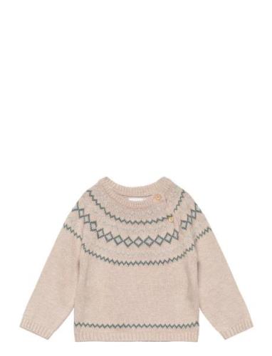 Contrasting Knit Sweater Mango Beige
