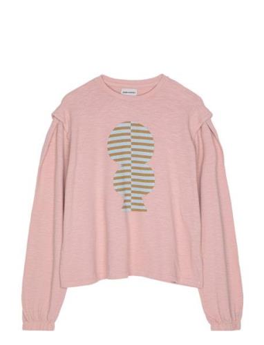 Striped Mold Puff Sleeve T-Shirt Bobo Choses Pink