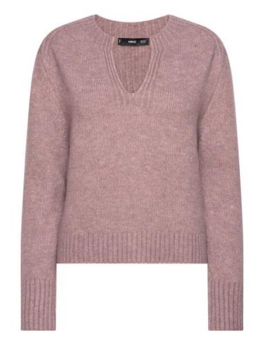 V-Neck Round-Neck Sweater Mango Pink