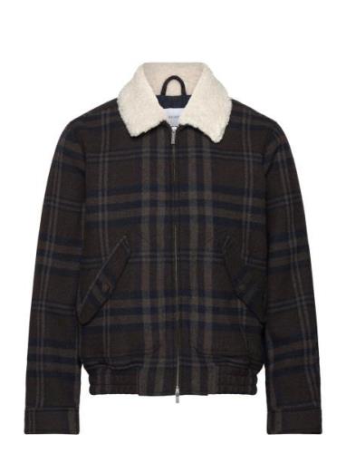 Gunnar Check Wool Jacket Les Deux Brown