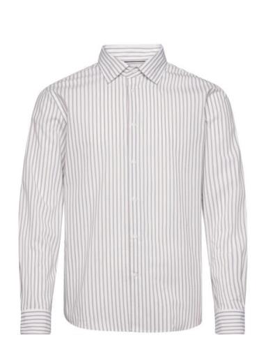 Stretch Fabric Slim-Fit Striped Shirt Mango Grey