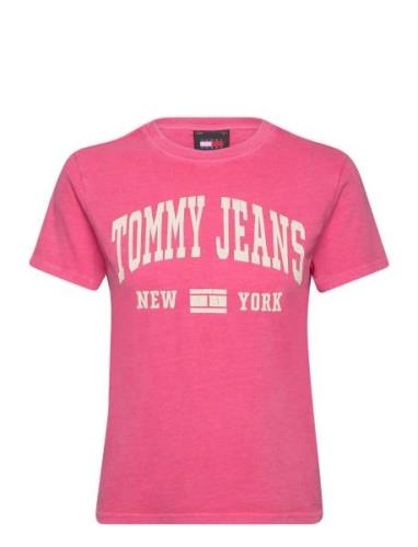 Tjw Reg Washed Varsity Tee Ext Tommy Jeans Pink