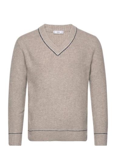 Structured V-Neck Sweater Mango Grey