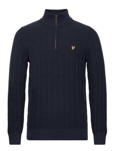 Moss Stitch Quarter Zip Jumper Lyle & Scott Navy