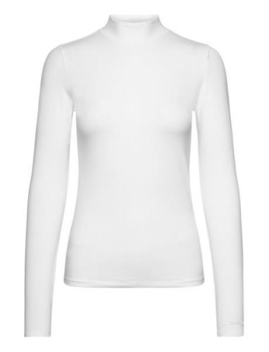 Cotton Modal Mock Neck Ls Top Calvin Klein White