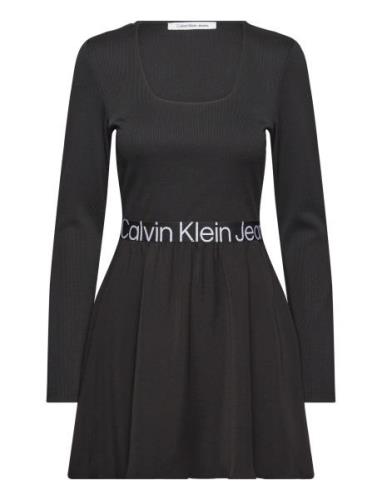 Logo Elastic Long Sleeve Dress Calvin Klein Jeans Black