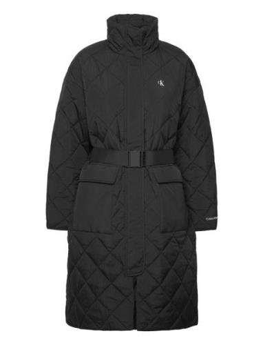 Belted Quilted Coat Calvin Klein Jeans Black