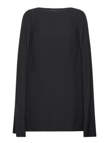 Cape Georgette Cocktail Dress Lauren Ralph Lauren Black