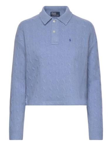 Cable Wool-Cashmere Polo Shirt Polo Ralph Lauren Blue