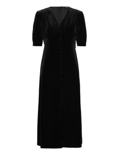 Stretch Velvet Puff-Sleeve Midi Dress Lauren Ralph Lauren Black