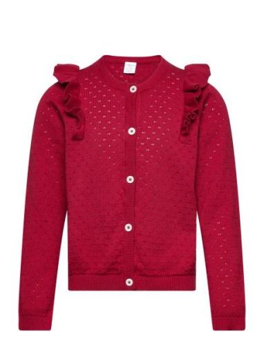 Cardigan Patternknit And Frill Lindex Red