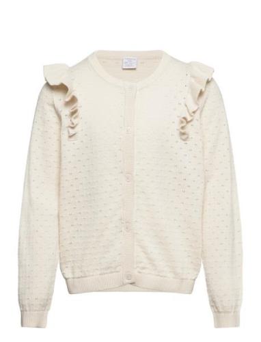 Cardigan Patternknit And Frill Lindex Cream