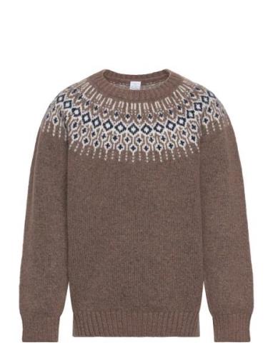 Sweater Knitted Fairisle Lindex Brown