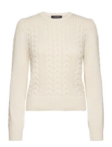 Cable-Knit Puff-Sleeve Sweater Lauren Ralph Lauren Cream
