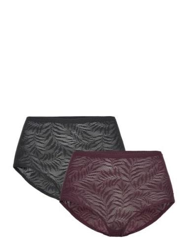 Brief High Supersoft Lace 2 Pa Lindex Burgundy